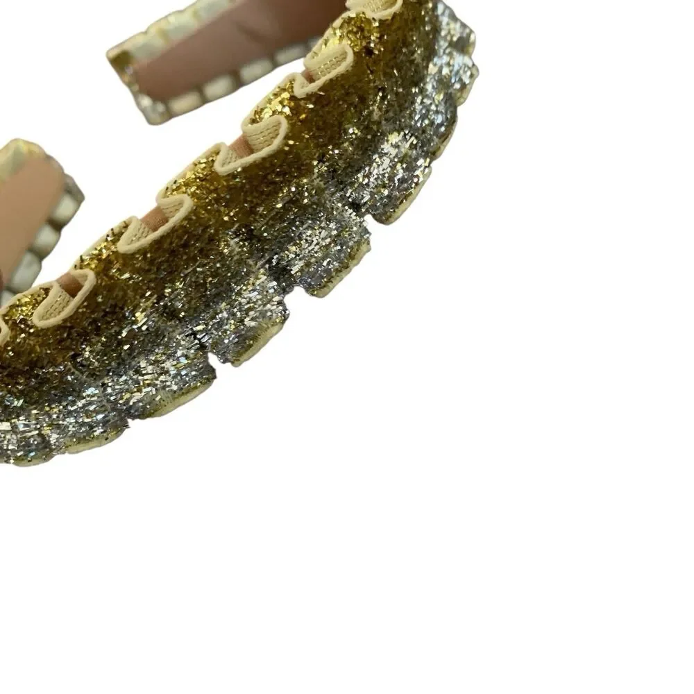 Eugenia Kim Rafaela Headband Holiday XMAS Metallic Velvet Gold Silver Ombre NWT